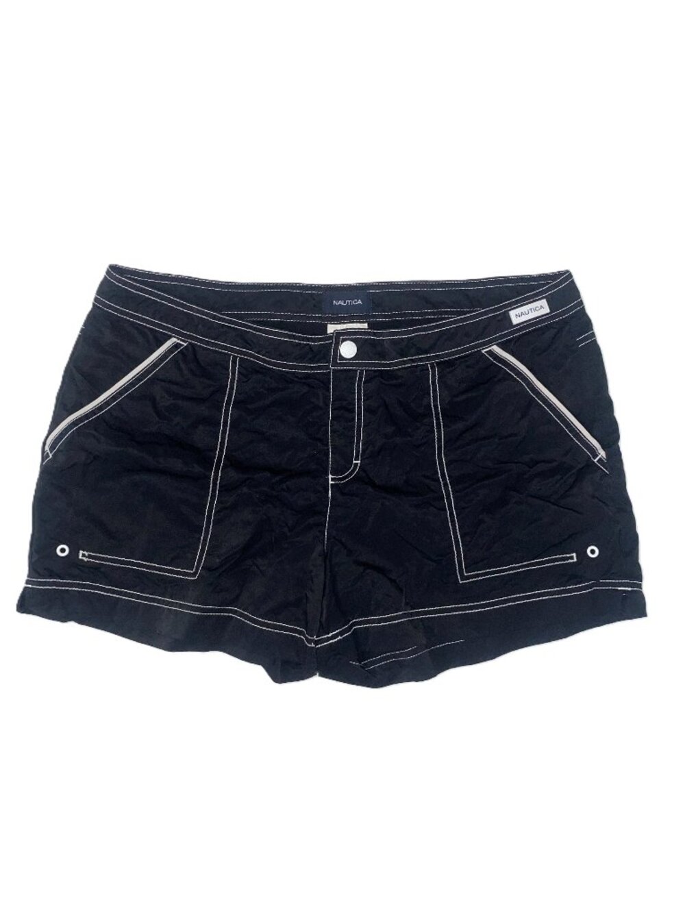 Nautica Shorts Black Womens Size L Y2K Low Rise Retro Beach Sporty Casual